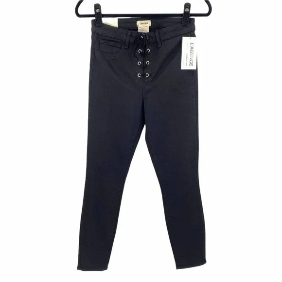 L'Agence Cherie Lace Up High Rise Skinny Jeans